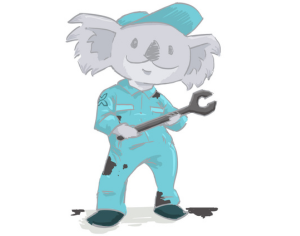 Kenny Website Hosting and Maintenace Kenny the Koala in blue overals and spanner representing website hosting and maintenance